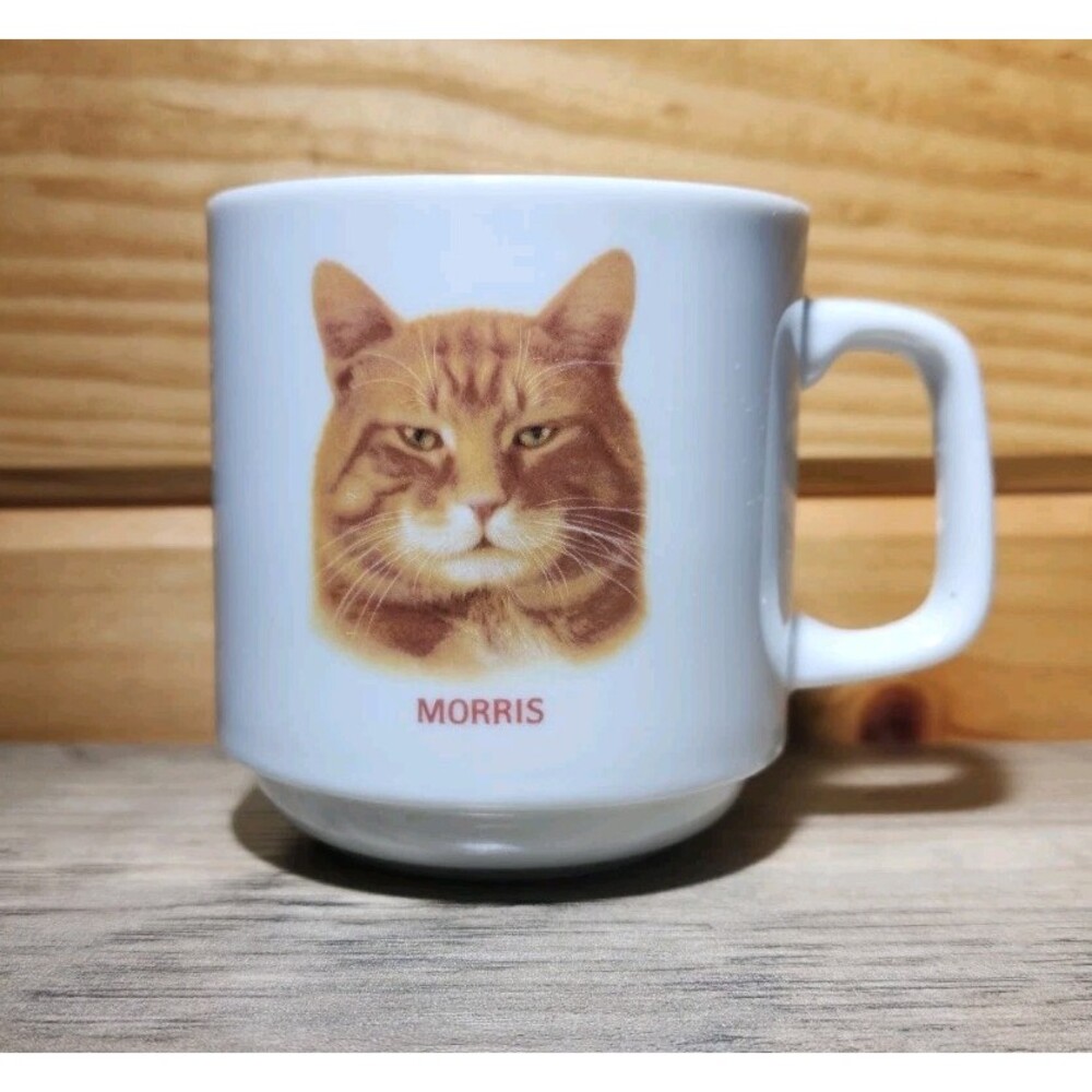 1983 Morris The Cat Coffee Mug Nine Lives Orange Tabby 9 Papel Made In Japan